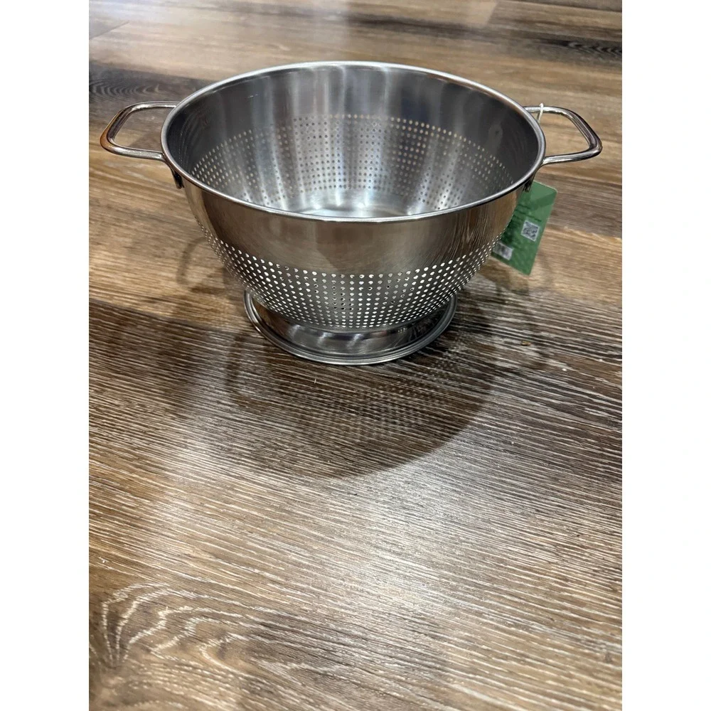 Set 2 Figmint Stainless Steel Colander 3.5 Quart Silver Kitchen Strainer Handles